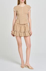 WAYF Aria Gingham Ruffle Miniskirt