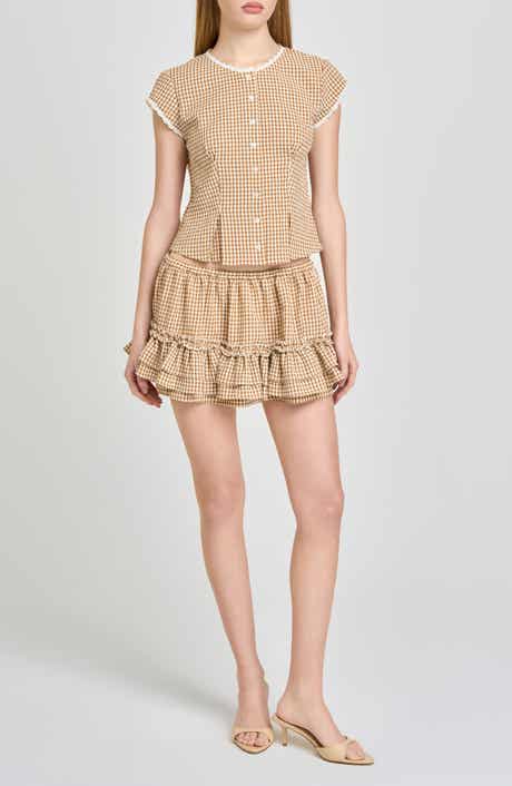 Aria Gingham Ruffle Miniskirt