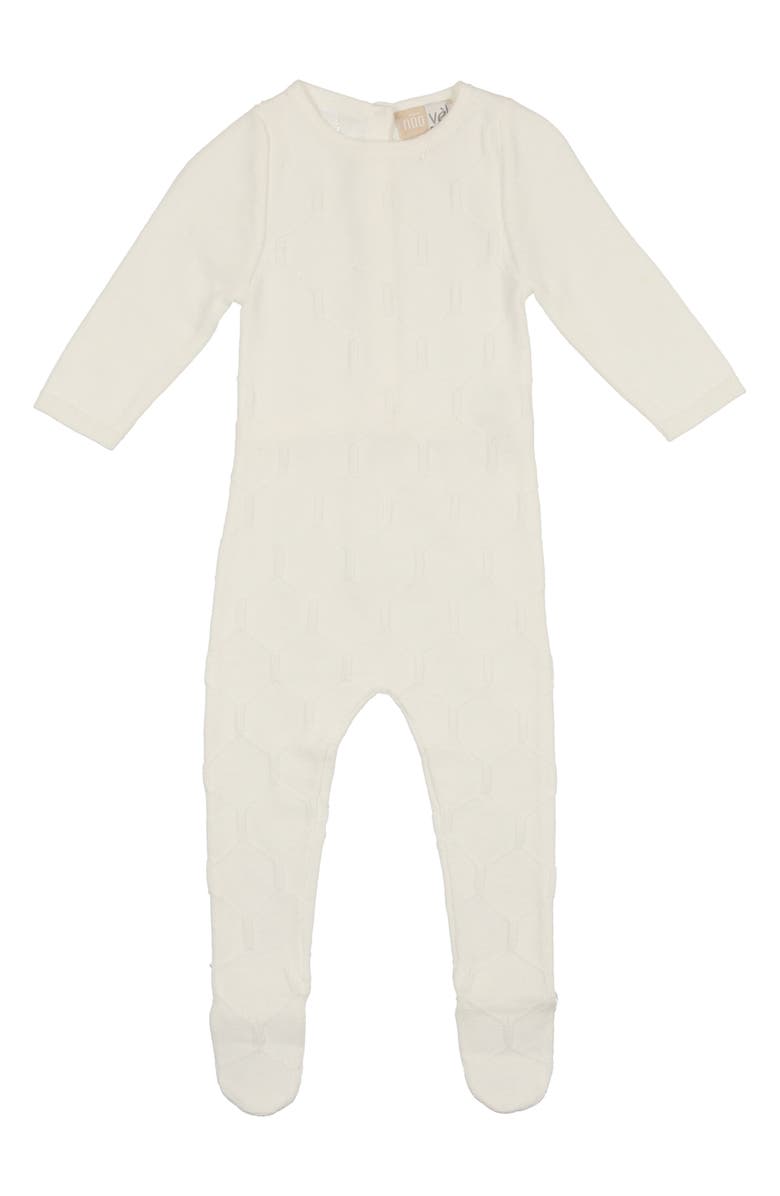 Manière Honeycomb Cotton Footie, Main, color, Ivory