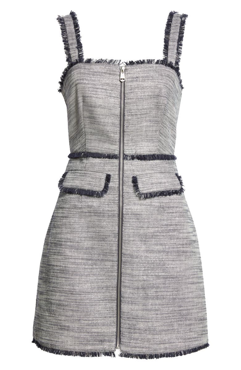 Cinq à Sept Odie Metallic Fringe Detail Cotton Blend Dress, Alternate, color,