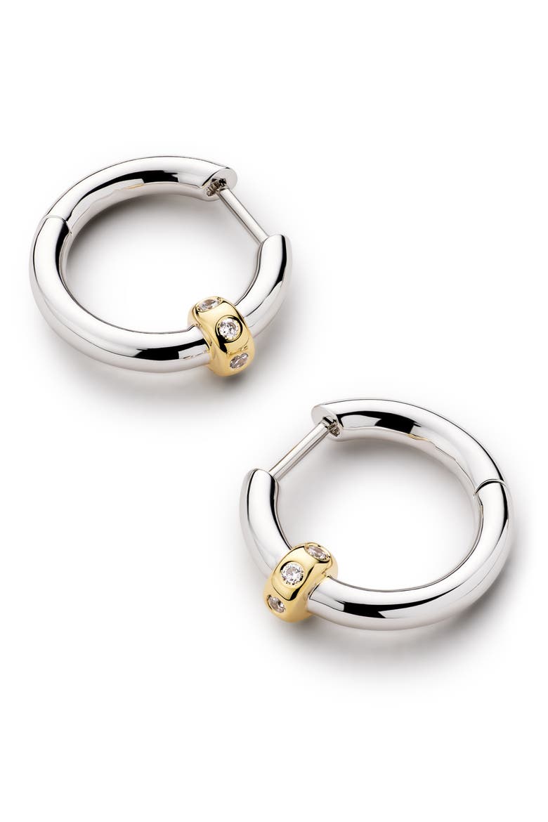 Cyrus Two-Tone Hoop Earrings, Alternate, color, GOLD / SILVER