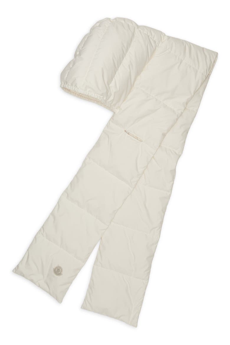Quilted Down Hooded Scarf, Main, color, SILK WHITE
