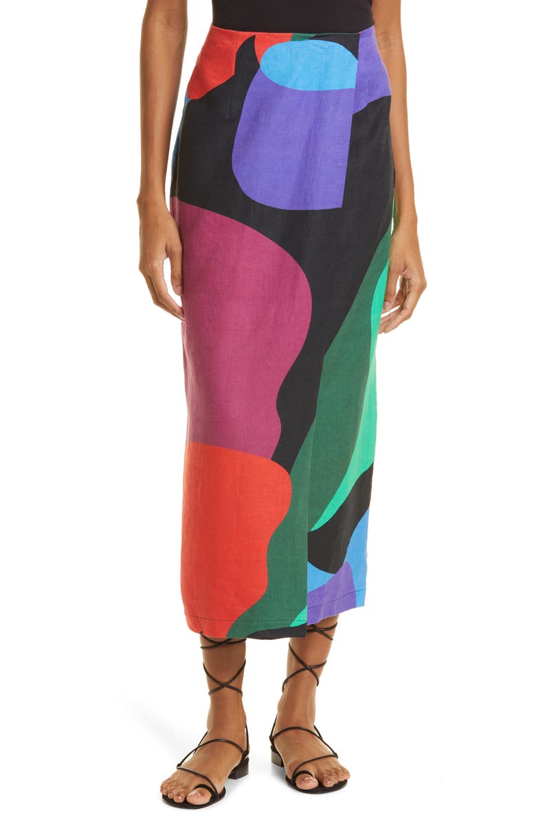 Mara Hoffman Sunja Colorblock Hemp Skirt, Main, color,