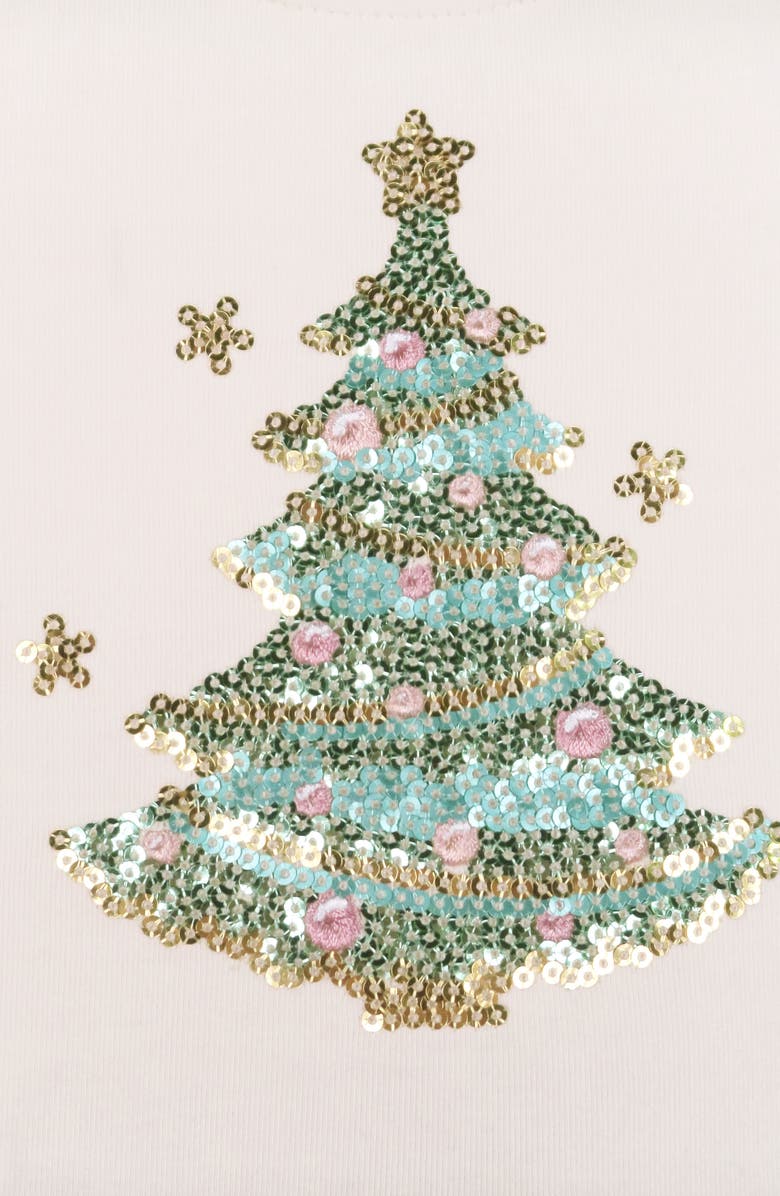 Zunie Kids' Long Sleeve Sequin Tree Scattered Hem Tutu Dress, Alternate, color, Champ/Mult