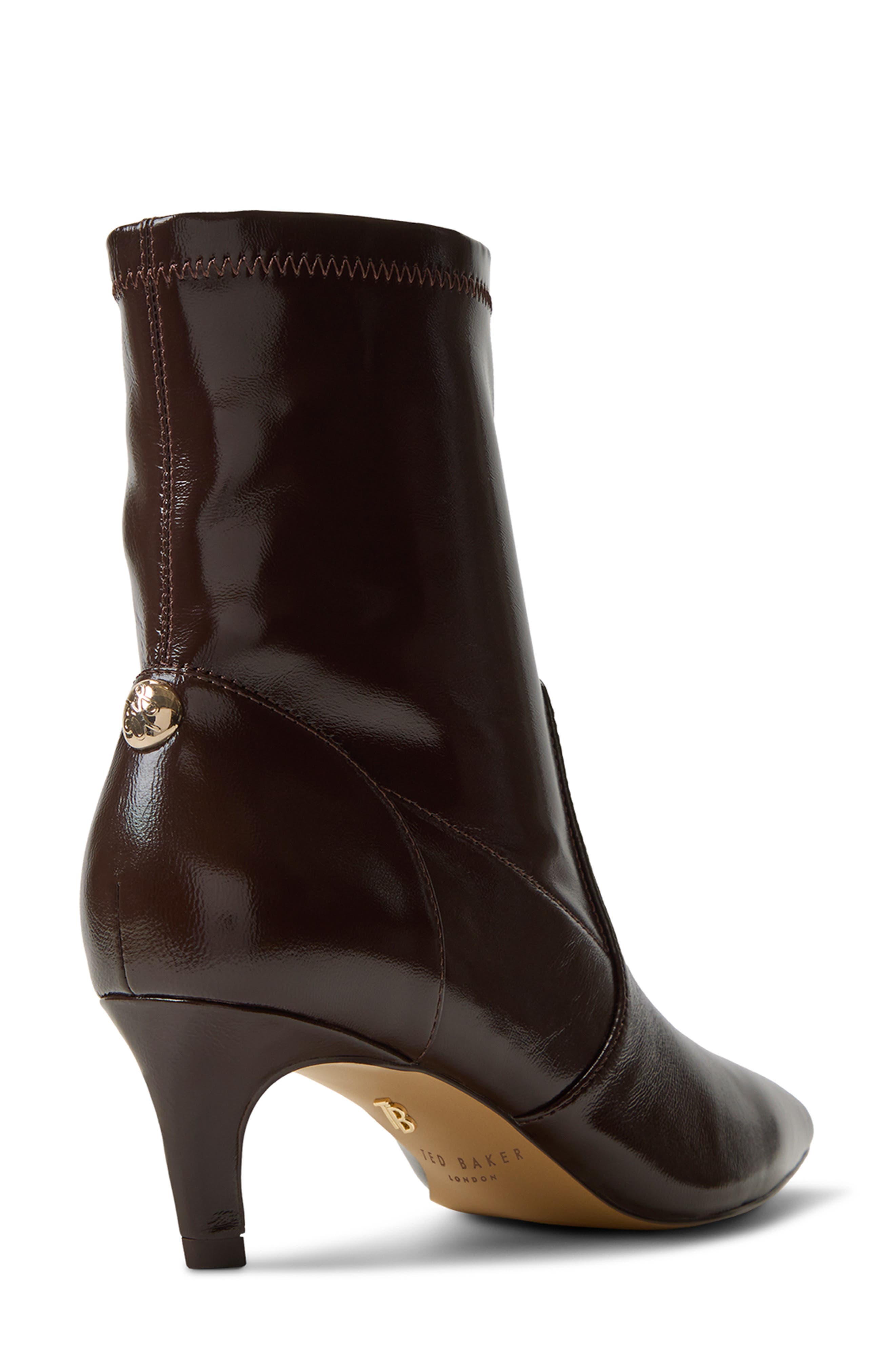 Stretch Leather Bootie, Alternate, color, DARK BROWN