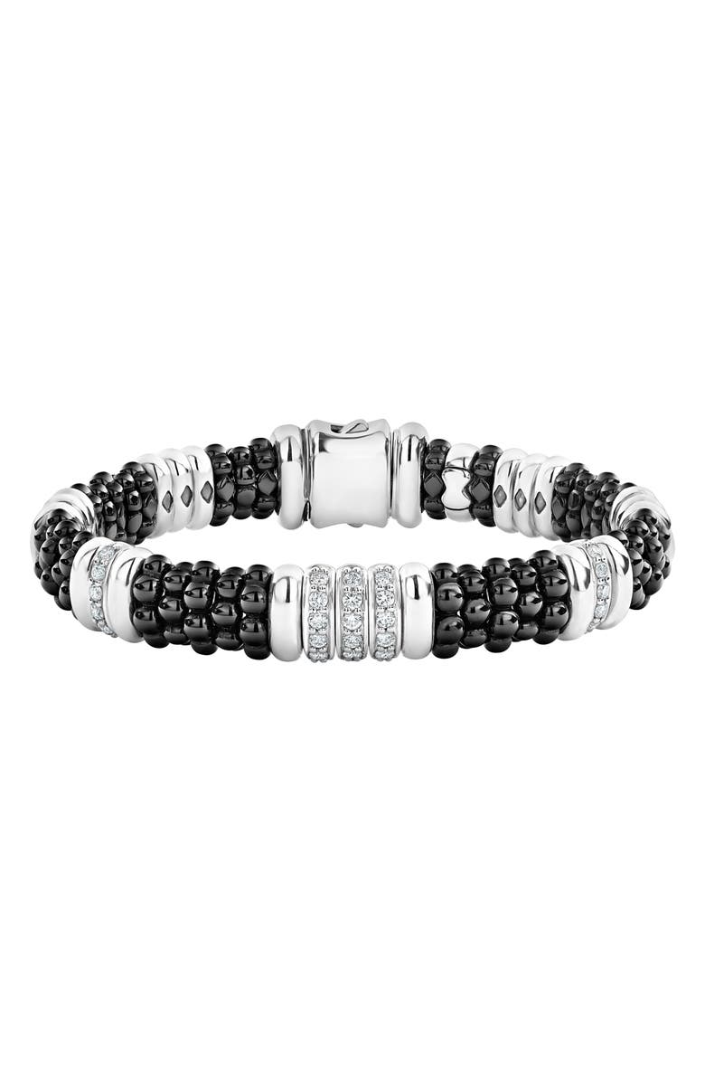 LAGOS Black Caviar Diamond Station Bracelet, Main, color,