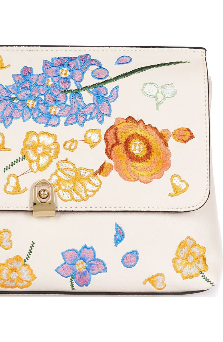 Topshop Floral Embroidered Faux Leather Clutch, Alternate, color,