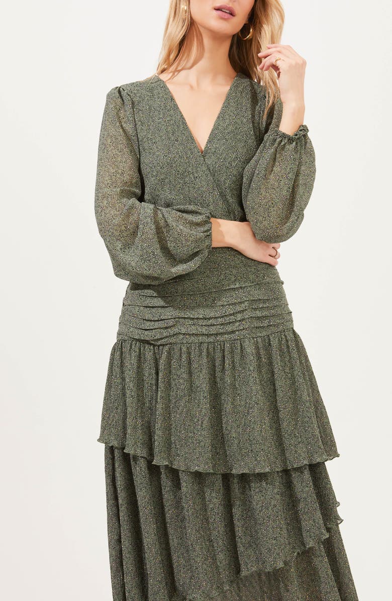 ASTR the Label Ruched Tiered Ruffle Dress, Alternate, color,