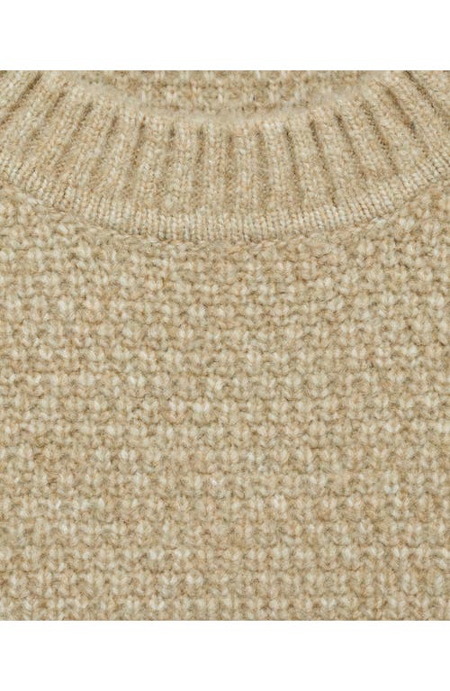 Mango Textured Crewneck Sweater In Pastel Green/beige