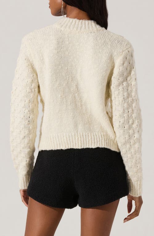 Shop Astr The Label Velvet Bow Cardigan In Off White