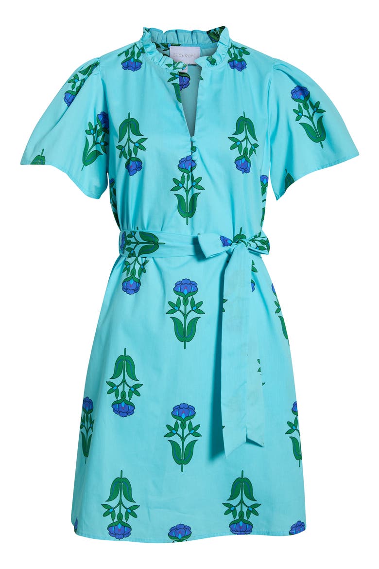 Amena Floral Ema Belted Cotton Dress, Alternate, color, BLUE-GREENS-MULTI