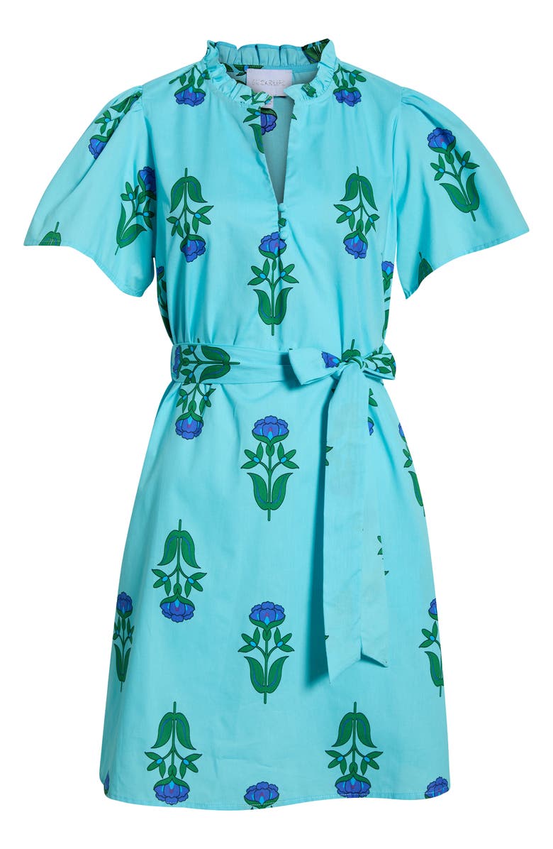 SUGARLIPS Amena Floral Ema Belted Cotton Dress, Main, color, Blue-Greens-Multi