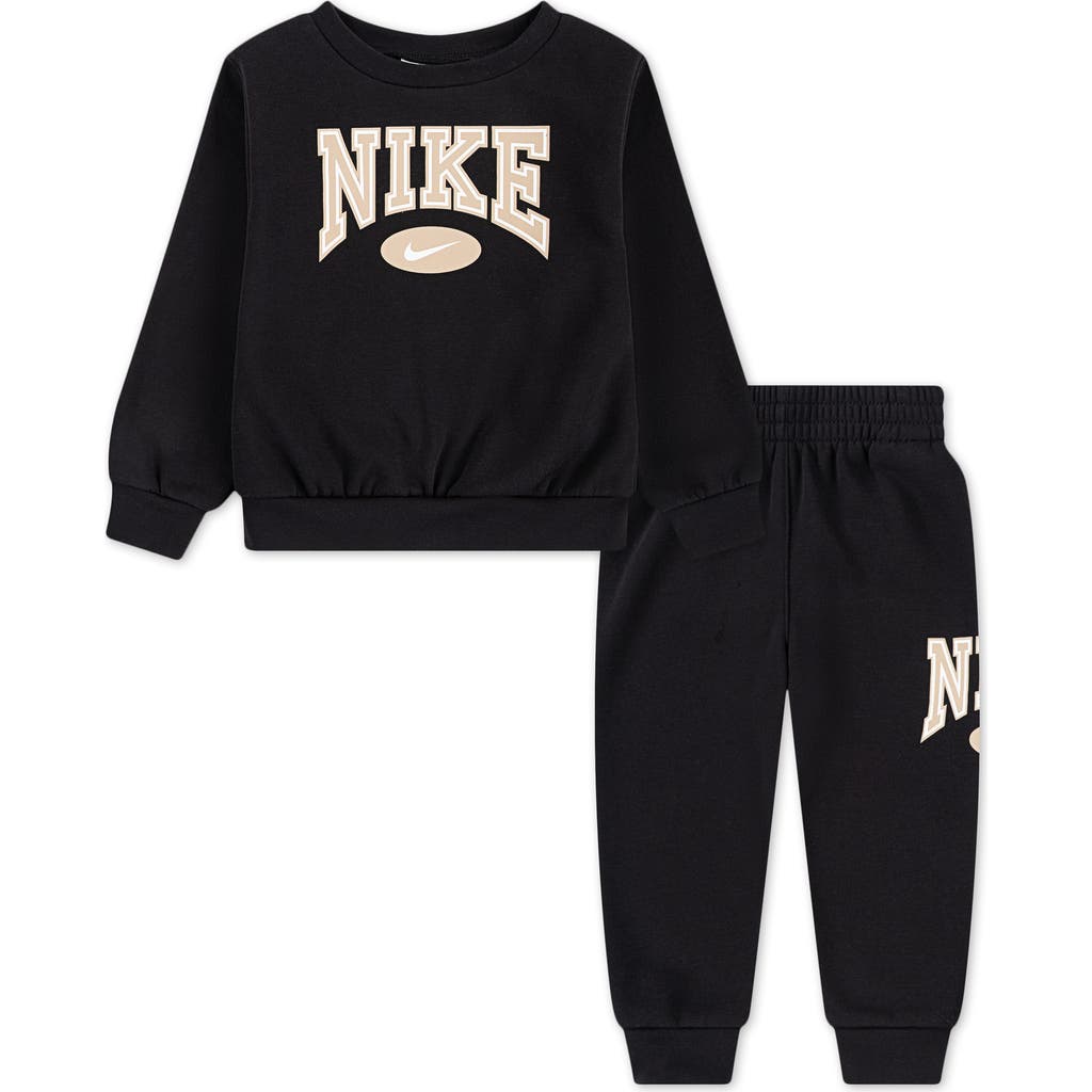 Nike Little Boys Gameday Essentials 2-piece Crewneck Sweatshirt And Pants Set In Black