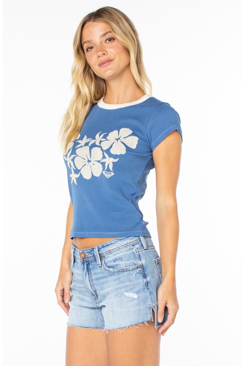 Plumeria Hibiscus '90s Baby T-Shirt, Alternate, color, BLUE HORIZON