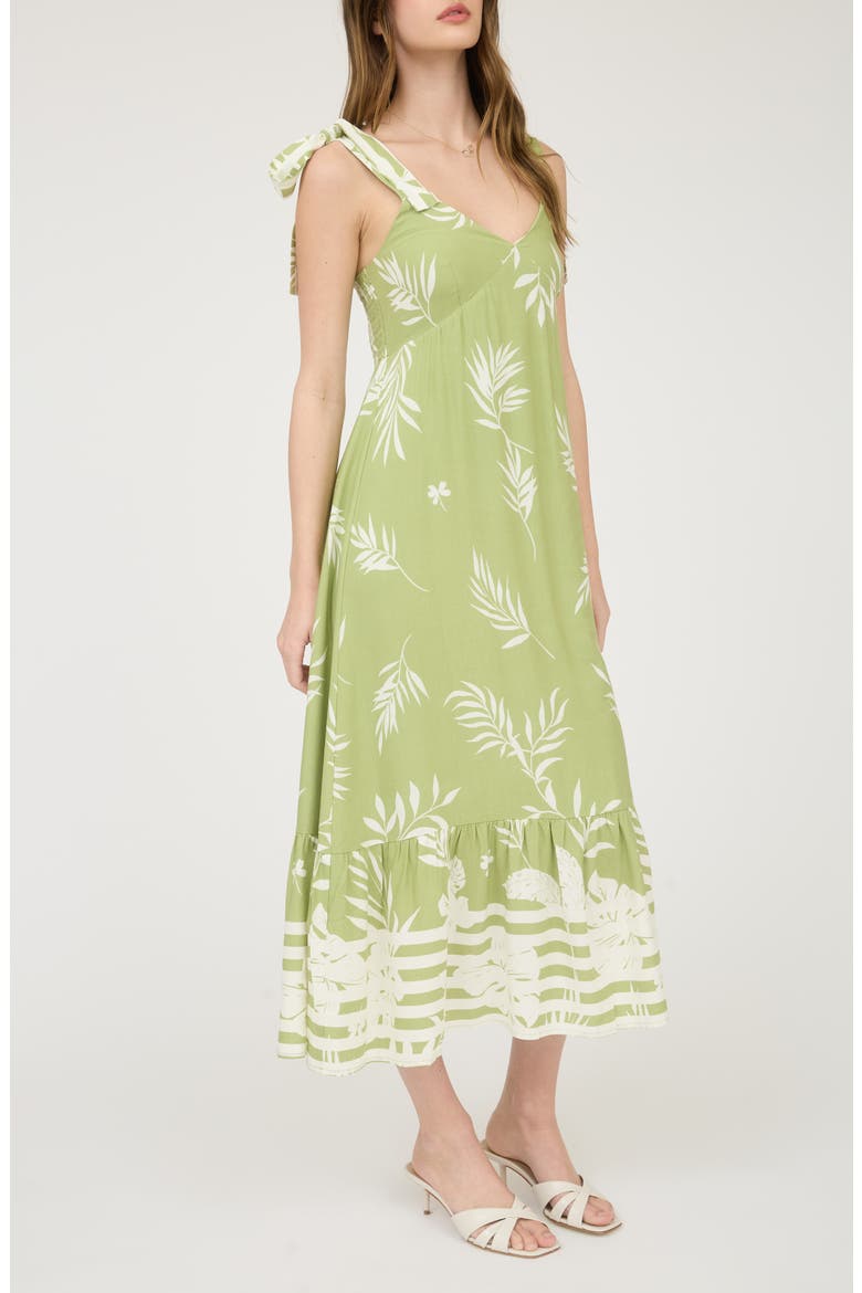 Shoulder Tie Midi Dress, Alternate, color, LIGHT OLIVE