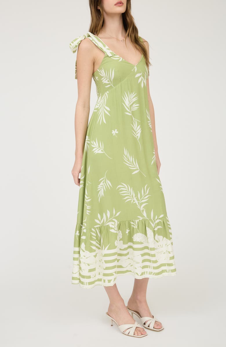AUGUST SKY Shoulder Tie Midi Dress, Alternate, color, Light Olive