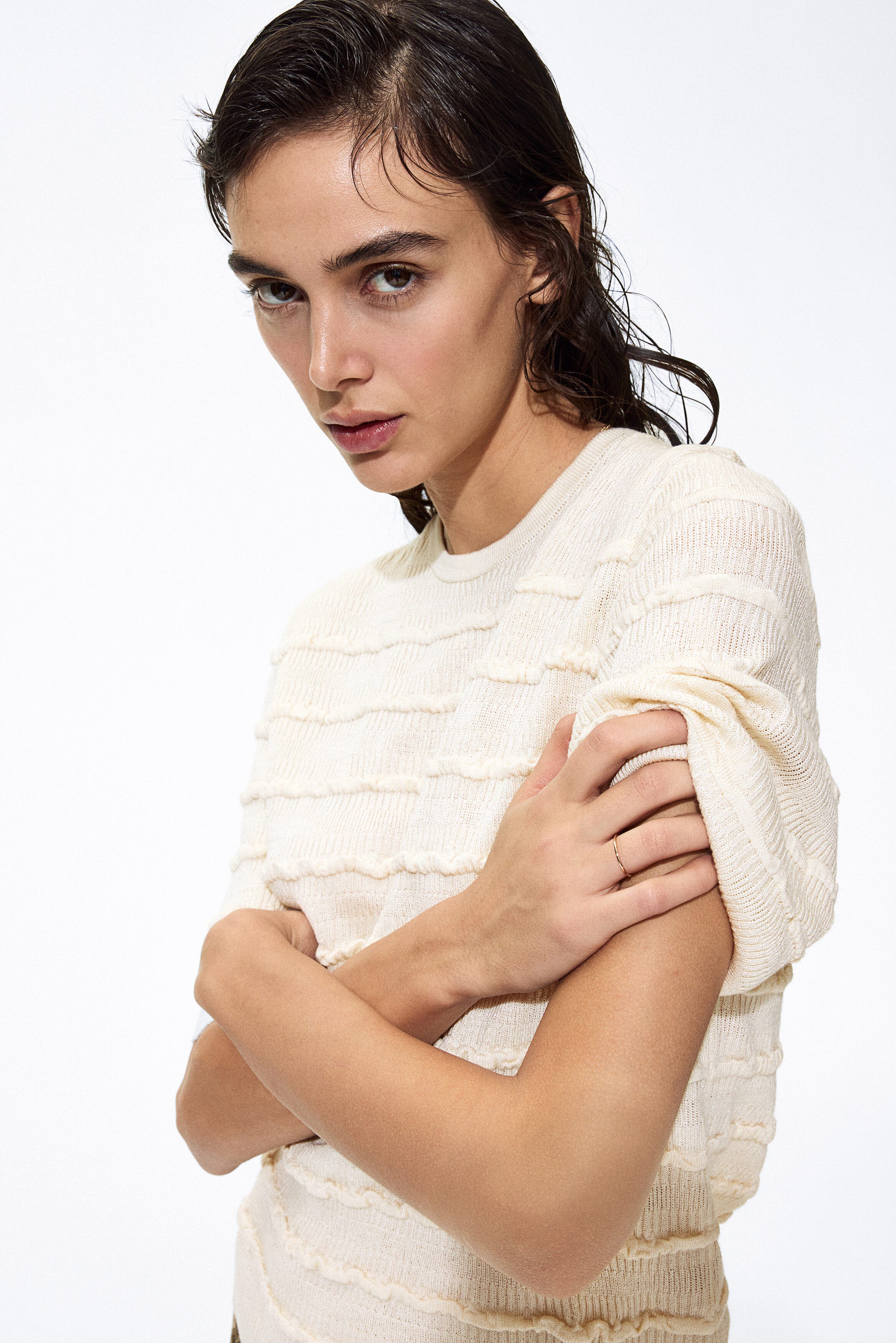 Frill-trimmed Knitted Top - image 2