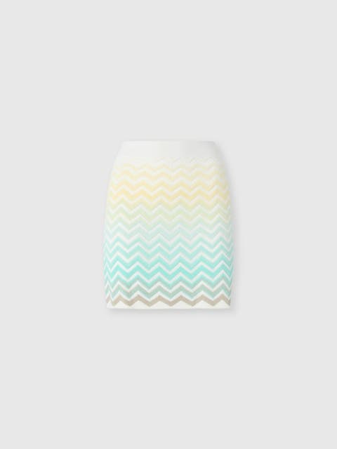 Mini Skirt In Cotton And Viscose Chevron Dégradé