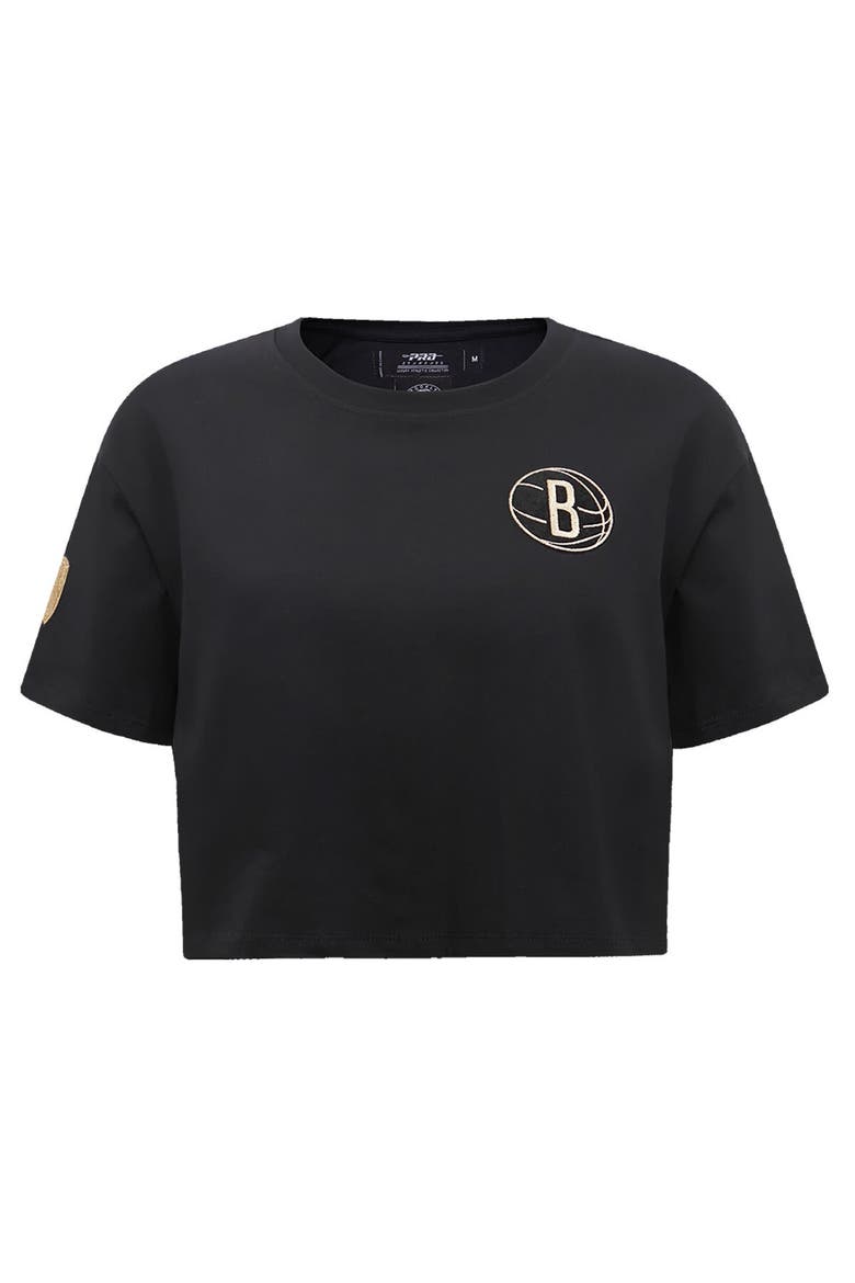 Women's Pro Standard Black Brooklyn Nets Holiday Glam Boxy T-Shirt, Alternate, color, Black