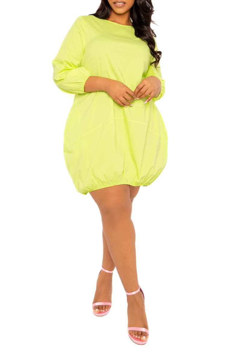 Bubble Hem Cotton Blend Poplin Dress, Main, color, APPLE GREEN