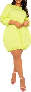 BUXOM COUTURE Bubble Hem Cotton Blend Poplin Dress