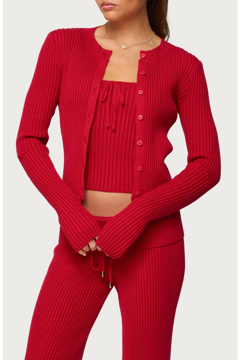 Adannah Rib Cardigan, Main, color, RED