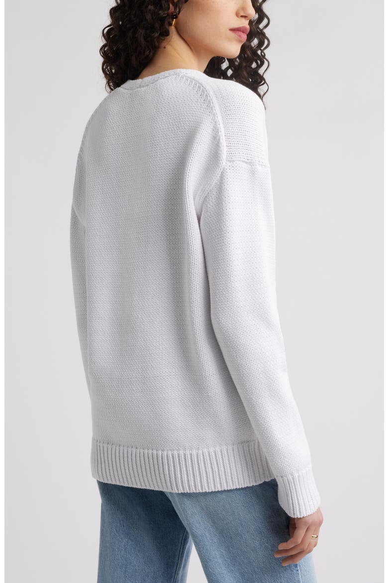Chunky Cotton Blend Sweater, Alternate, color, WHITE