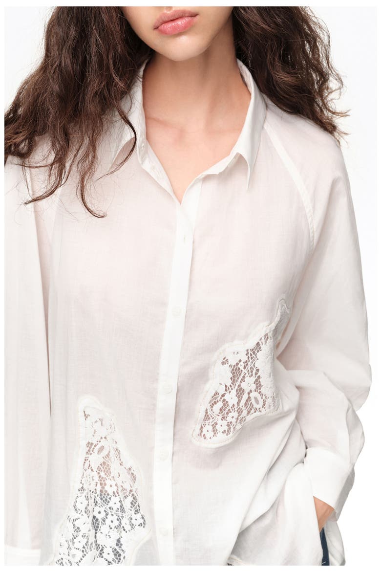 Lace Hem T-Shirt, Alternate, color, IVORY