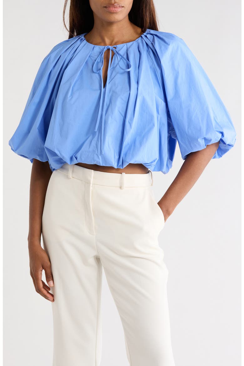 Yara Cotton Poplin Bubble Top, Main, color, BLUEBELL