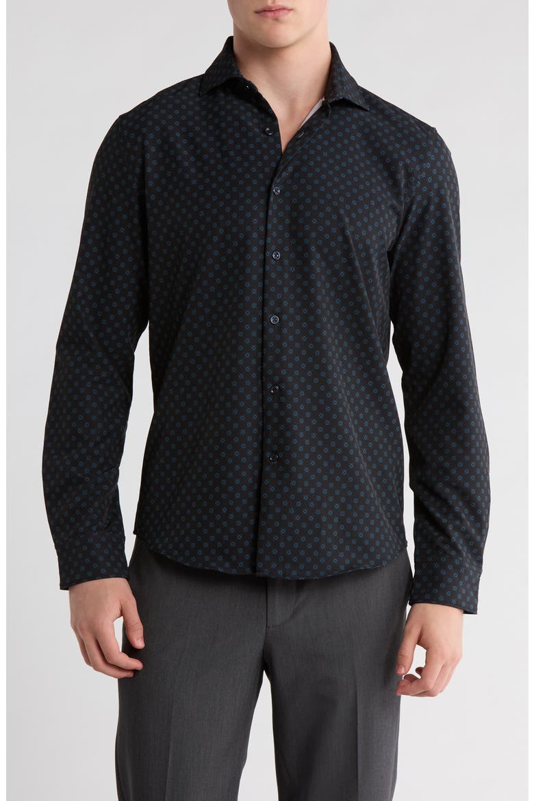 Floral Dress Shirt, Main, color, BLACK