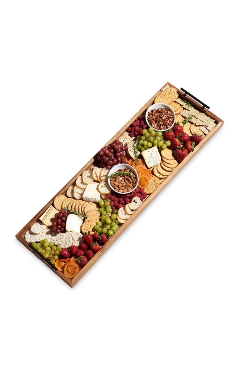 TWINE Acacia Wood Longboard Cheese Board with Metal Handle, Main, color, Wood
