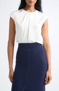 Emporio Armani Pleated Twill Cap Sleeve Top