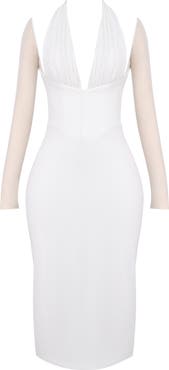 HOUSE OF CB Yasmin Long Sleeve Body-Con Midi Cocktail Dress