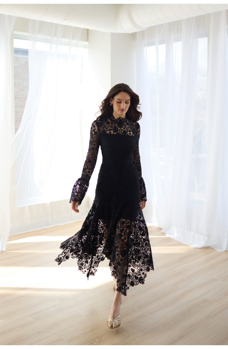 Vasiliki Leila High Neck Lace Dress, Alternate, color, Black