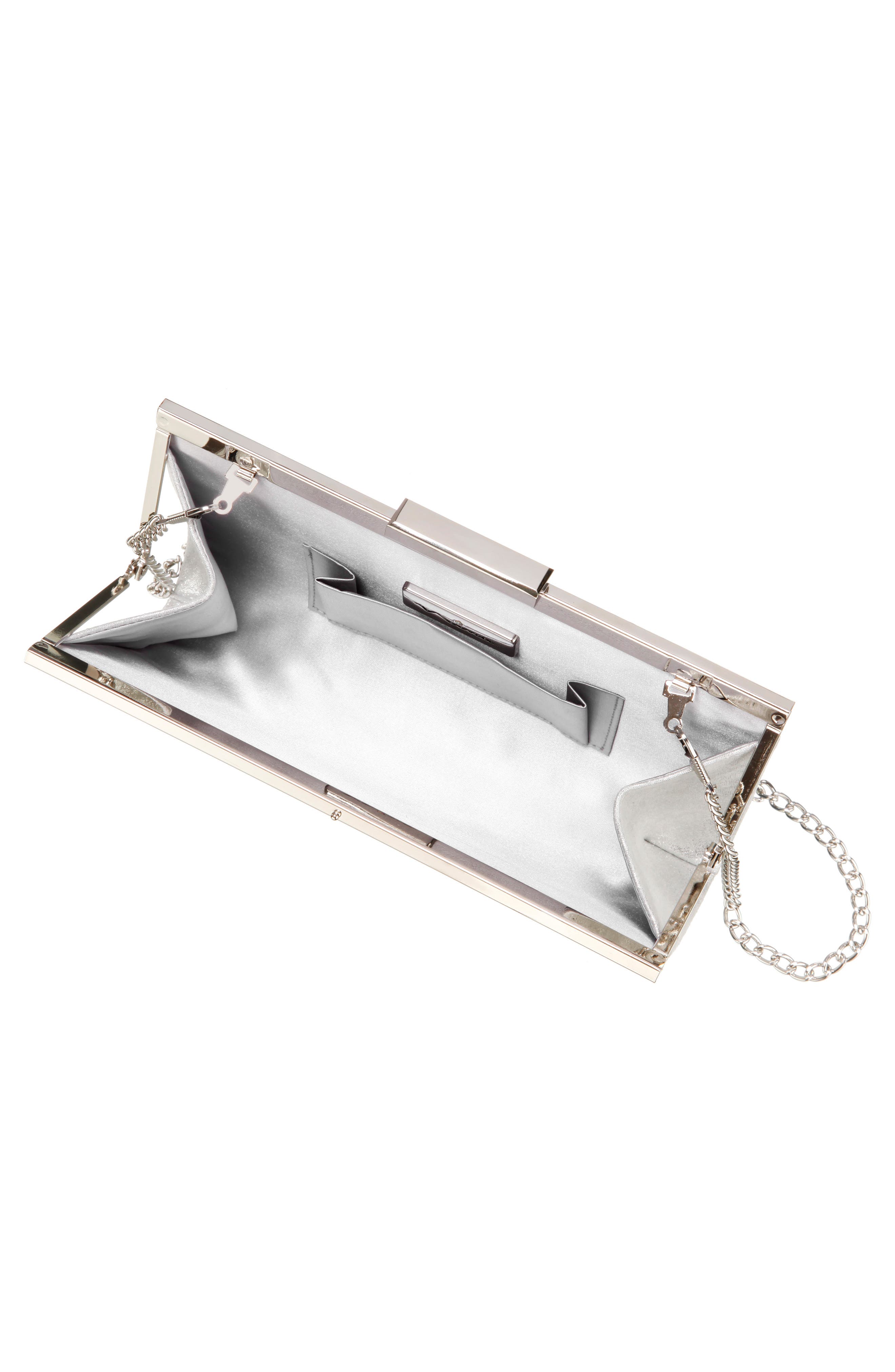 Crystal Frame Clutch, Alternate, color, SILVER