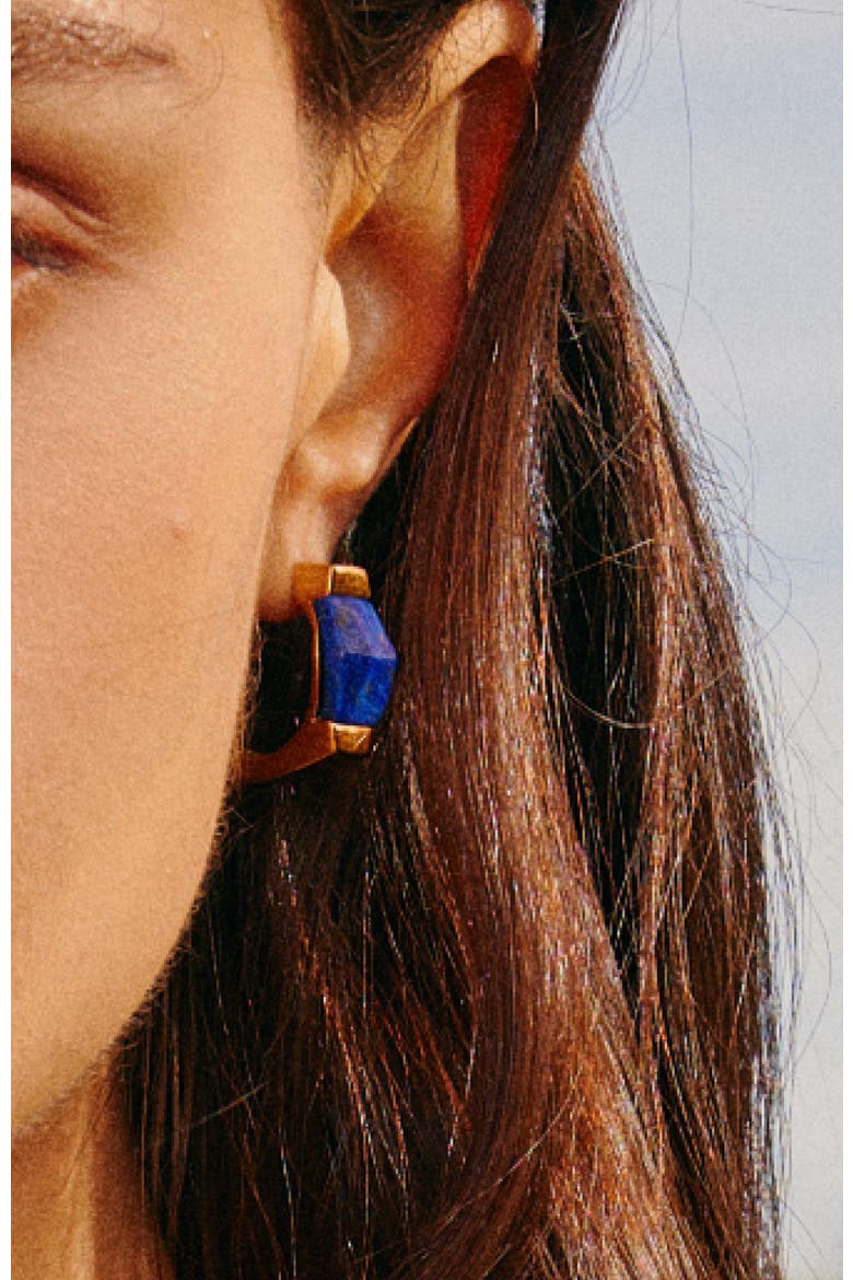 Ishtar Goddess Hoop Earrings, Alternate, color, Gold