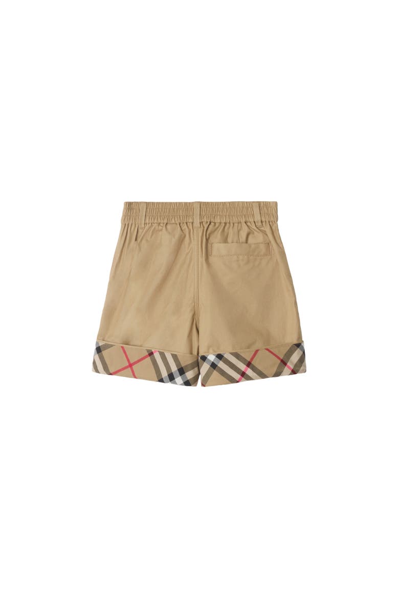 Check Turn-up Cotton Shorts, Alternate, color, Sand beige