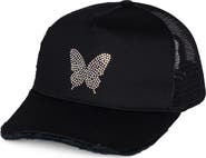 Lauren Moshi Jilly Crystal Mini Butterfly Trucker Hat