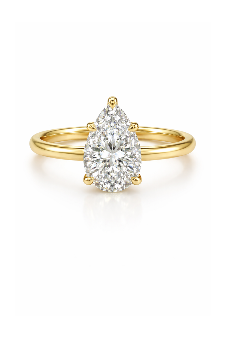 2 ct. Pear-Cut Moissanite VVS1 Ring in Gold Vermeil or Sterling Silver Isabella, Alternate, color, Gold