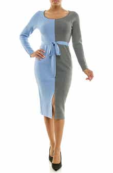 Nina Leonard Colorblock Sweater Dress