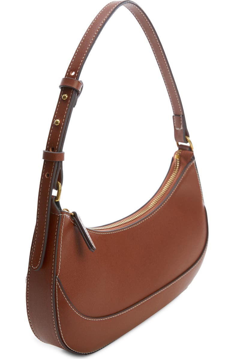 MANGO Oval Faux Leather Shoulder Bag, Alternate, color, Leather
