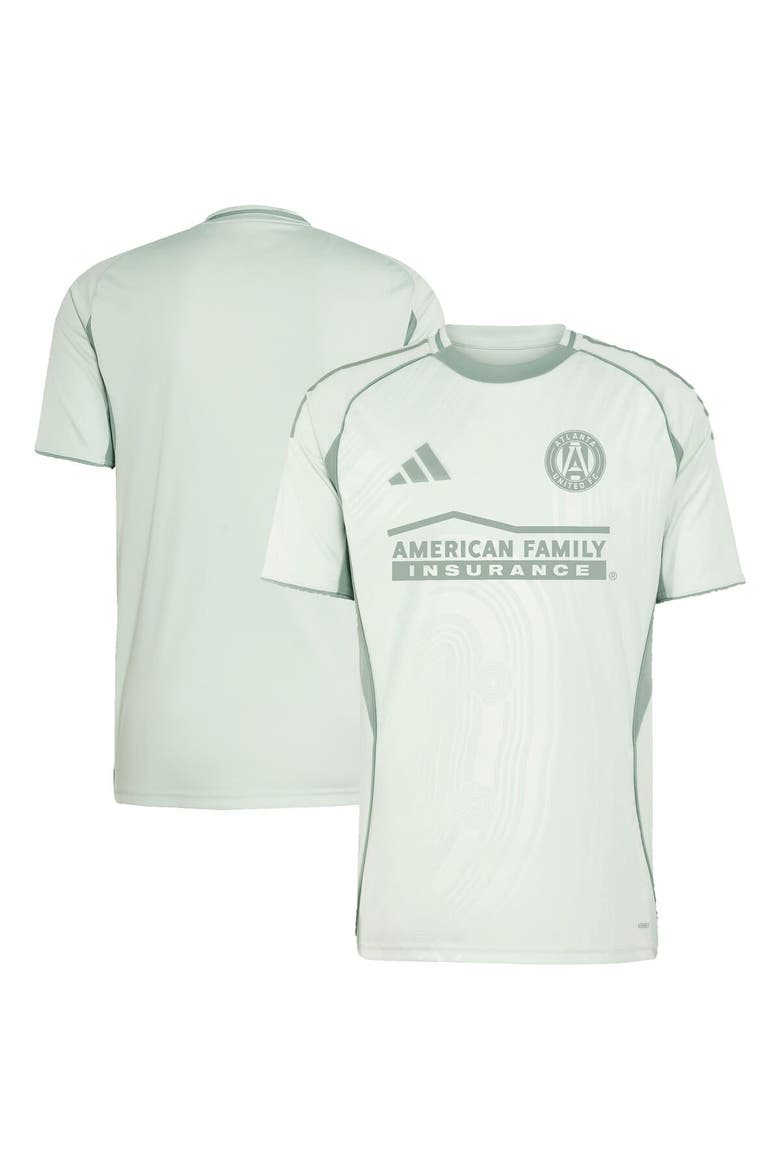 Men's adidas Light Green Atlanta United FC 2025 One Planet Pre-Match Top, Alternate, color, Light Green