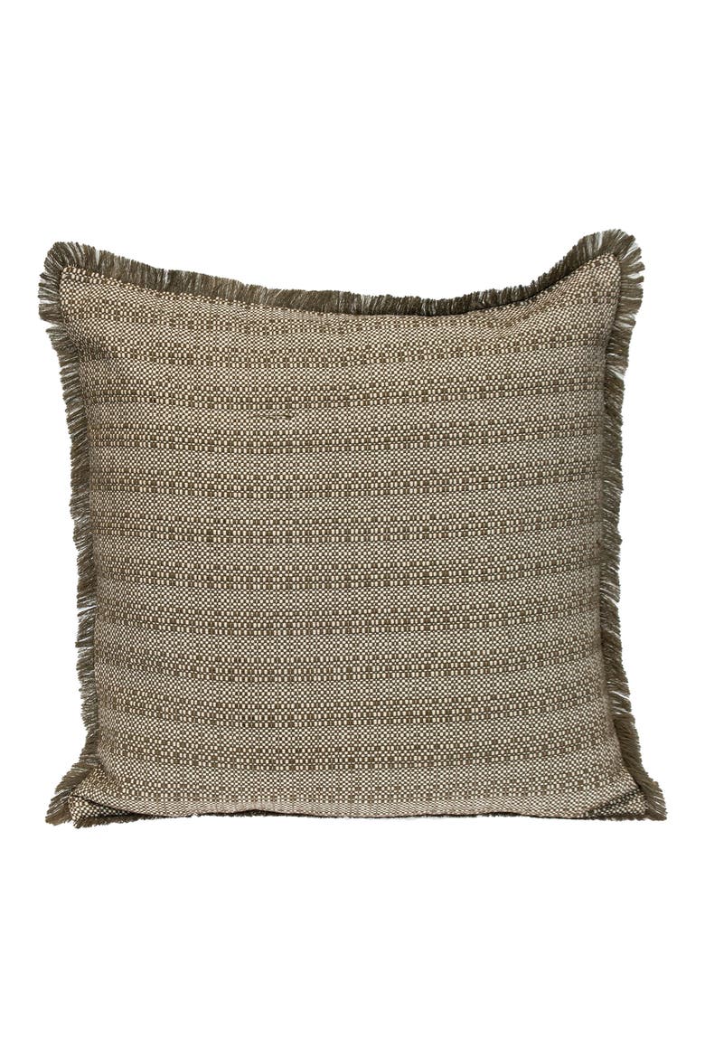 Fringe Trim Square Accent Pillow, Main, color, GREEN