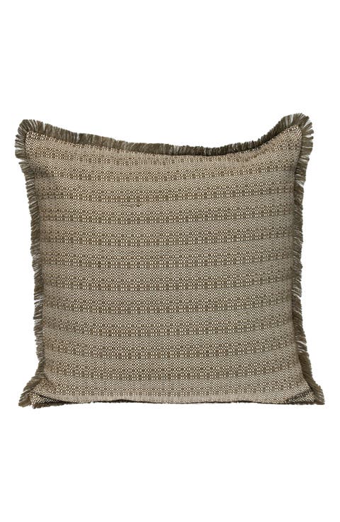 Fringe Trim Square Accent Pillow