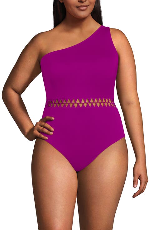 Macrame One Shoulder High Leg One Piece Swimsuit
