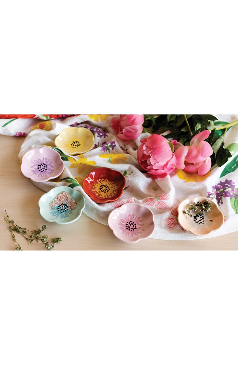 Now Designs Set of 6 Assorted Flower Shaped Pinch Bowls, Alternate, color, Pink Multi