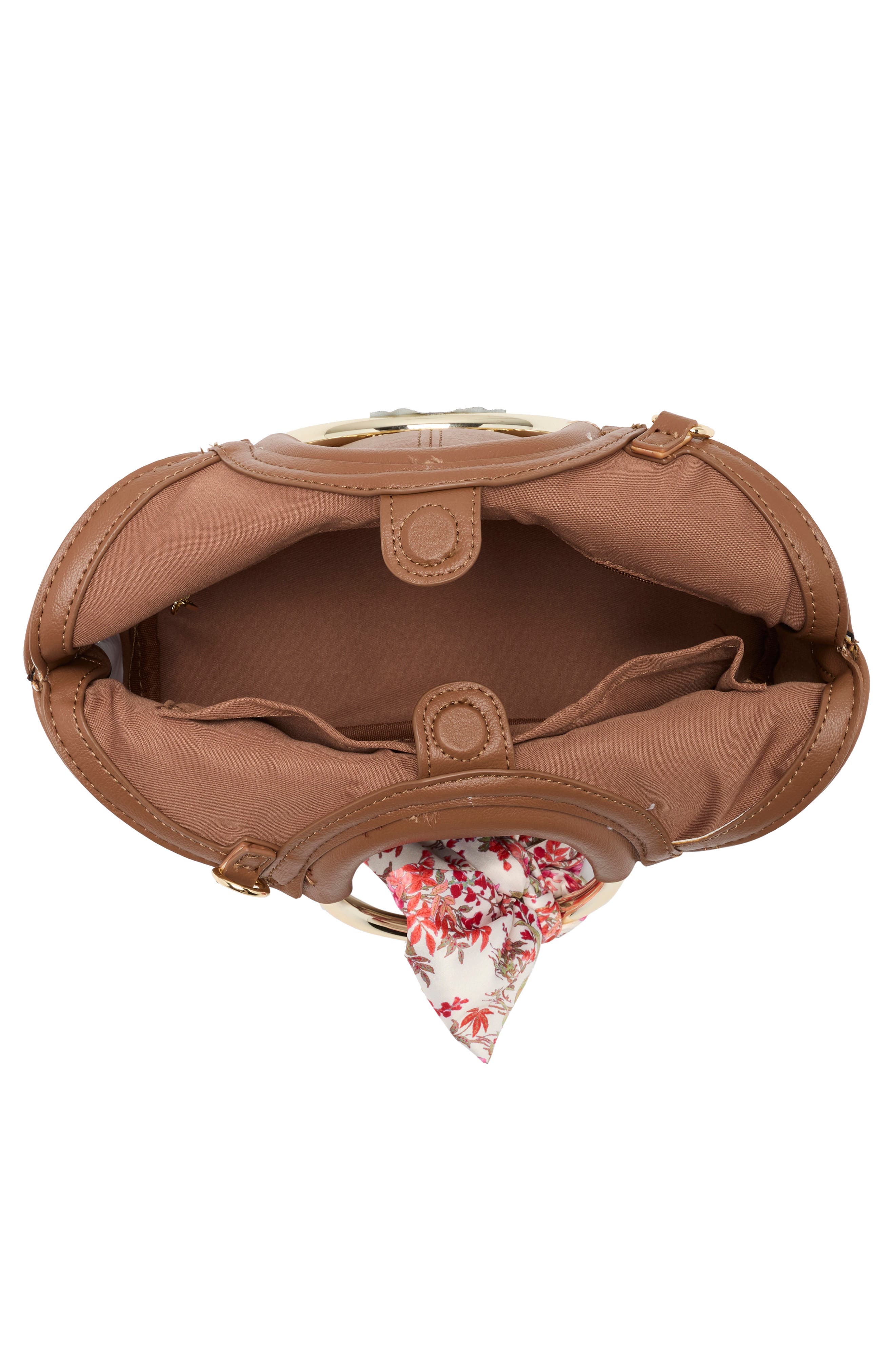 Gwenie Faux Leather Handbag With Scarf, Alternate, color, NUTSHELL