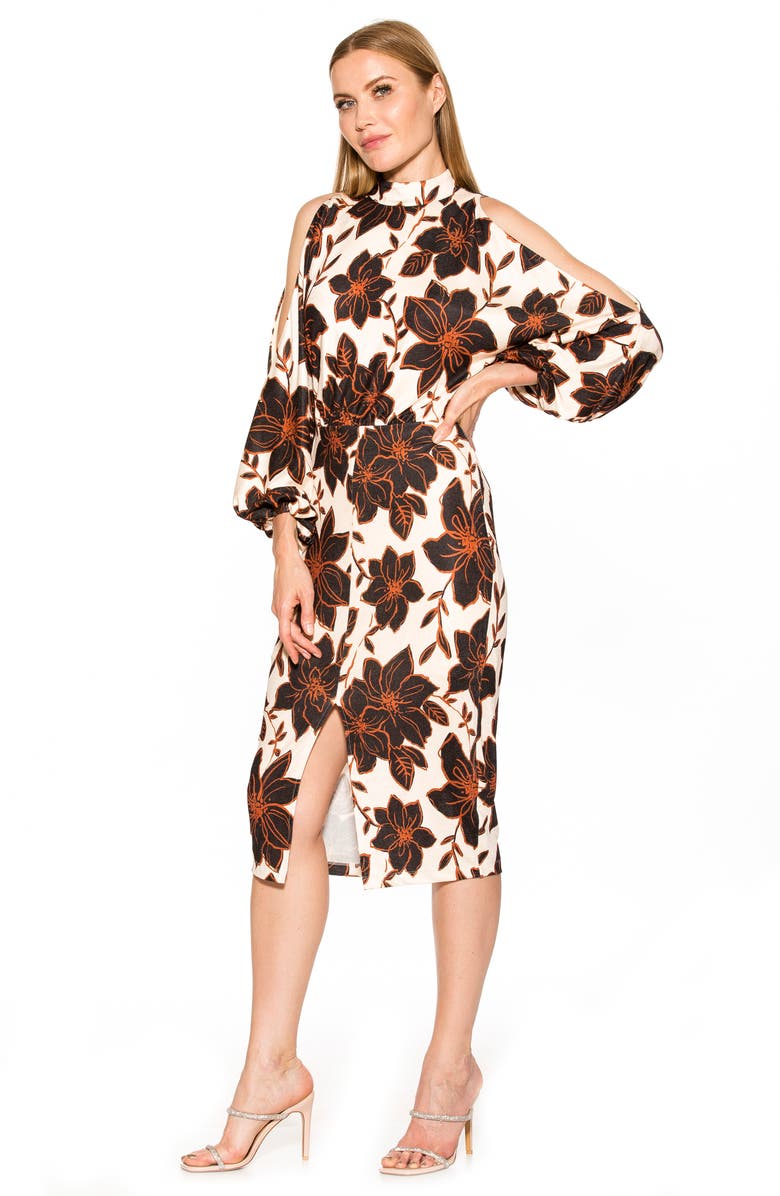 Alexia Admor Sem Mock Neck Cold Shoulder Midi Dress, Alternate, color, 