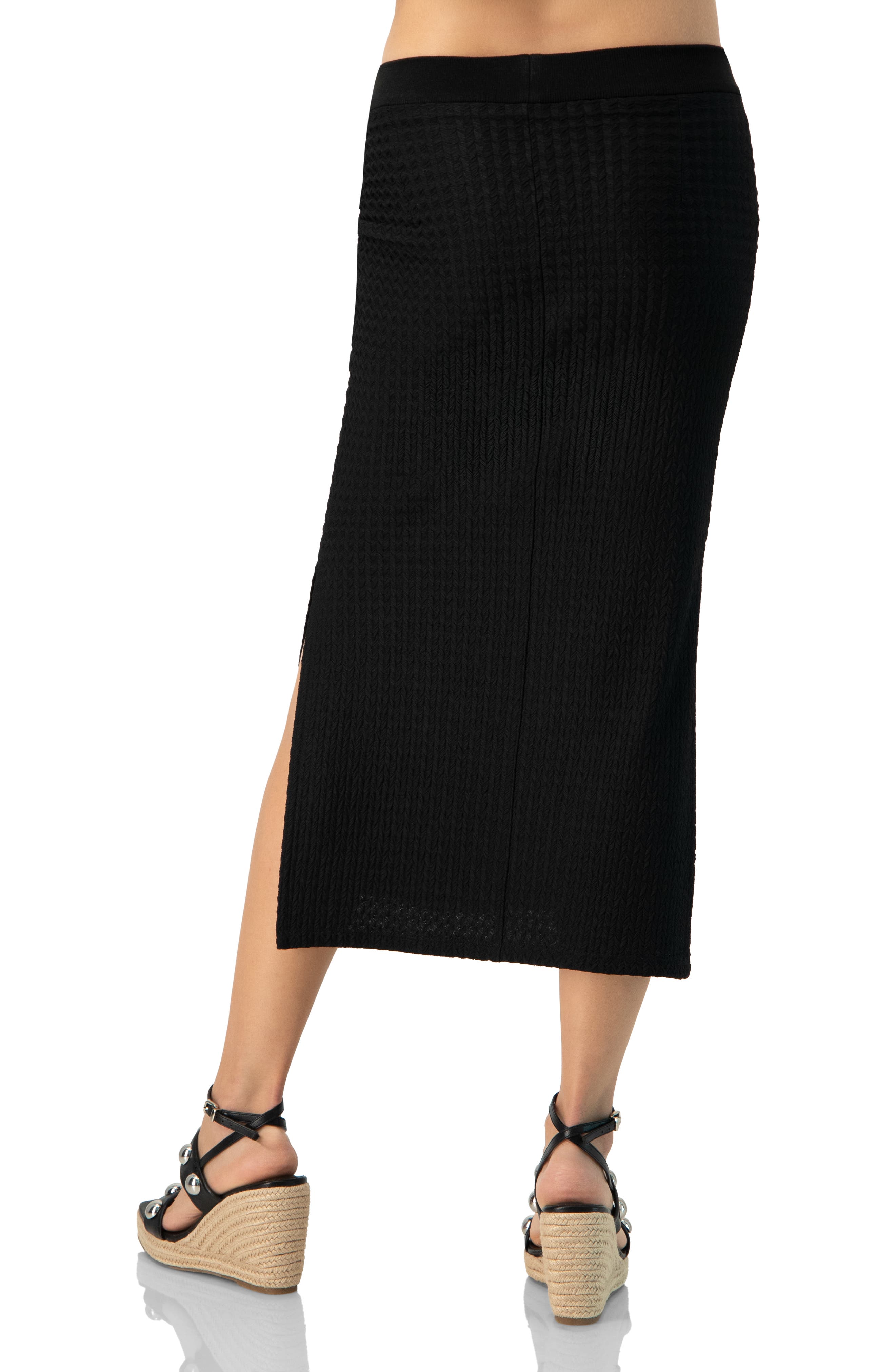 Midi Knit Skirt with Side Slits - image 2