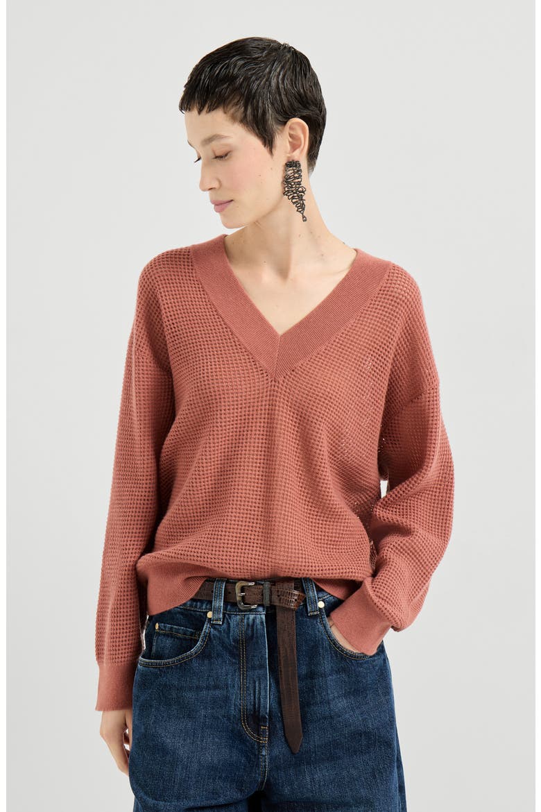 Cashmere net sweater, Main, color, Orange